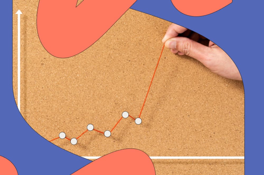 A graph of pins in a corkboard rising exponentially