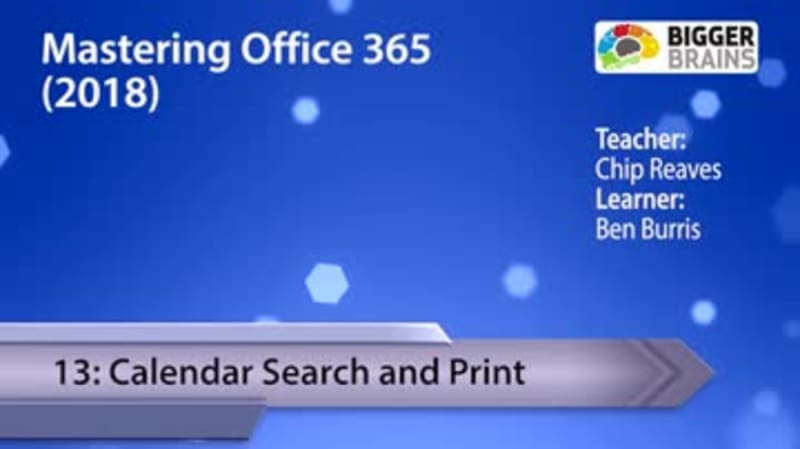 Mastering Office 365 2018: Calendar Search and Print