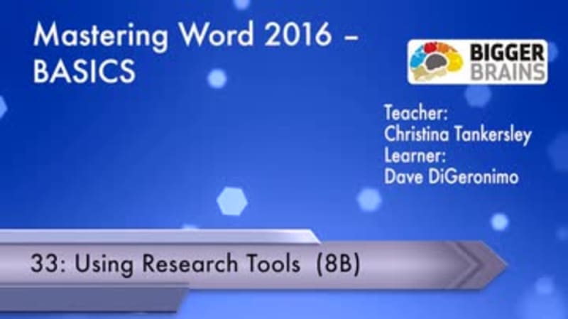 Mastering Word 2016 Basics: Using Research Tools