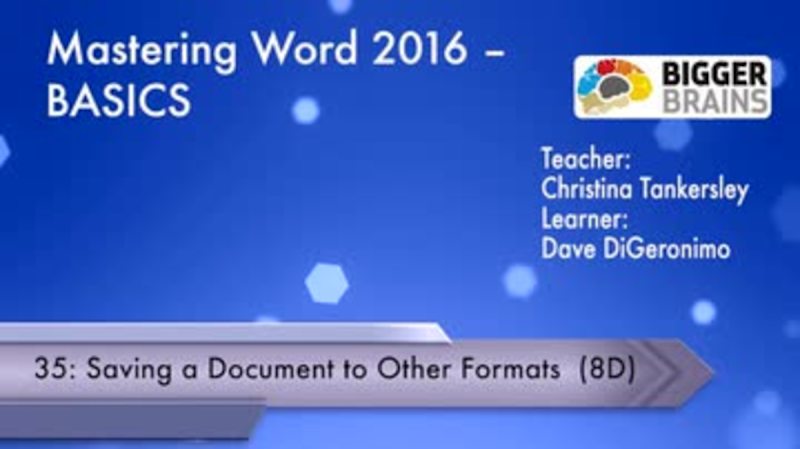 Mastering Word 2016 Basics: Saving a Document to Other Formats