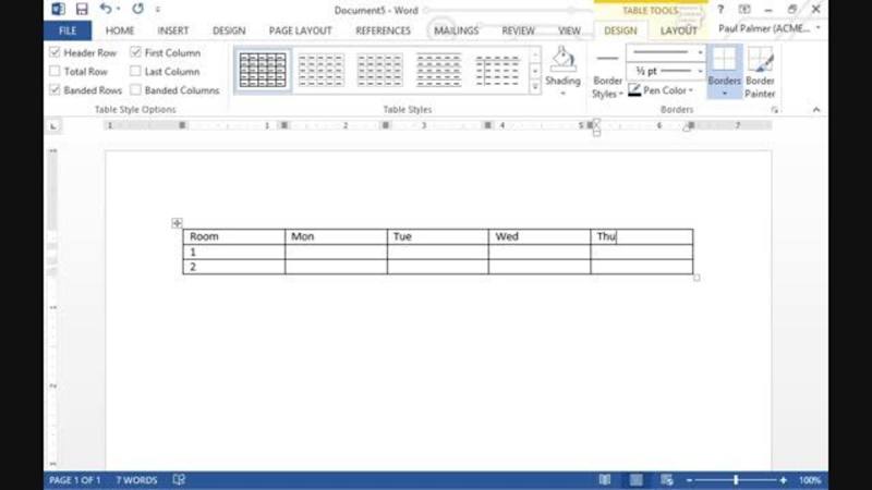 Word 2013 Part 1: Modify a Table