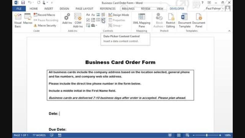 Word 2013 Part 3: Create Forms