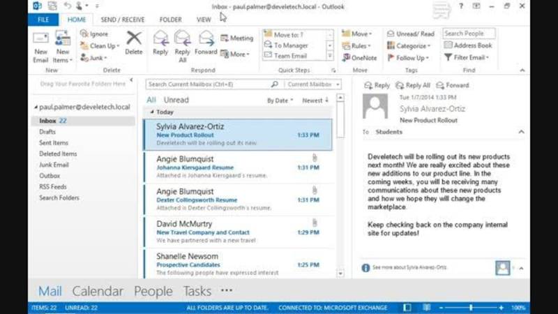 Outlook 2013 Part 1: Identify the Elements of the Application Window