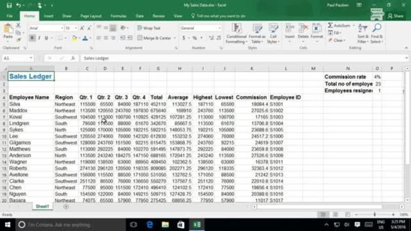 Formatting a Worksheet in Excel 2016: Apply Number Formats