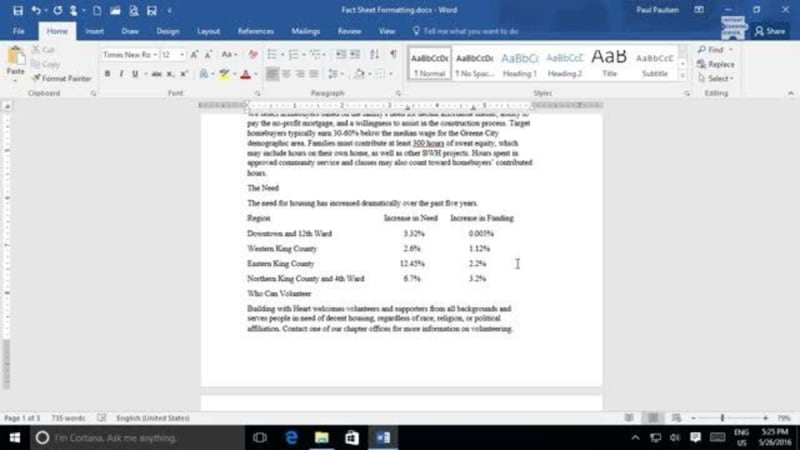 Formatting Text and Paragraphs in Word 2016: Apply Borders and Shading