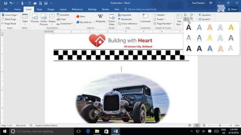 Using Custom Graphic Elements in Word 2016: Add WordArt and Other Text Effects