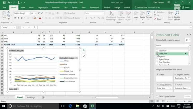 Working With PivotCharts in Excel 2016: Manipulate PivotChart Data