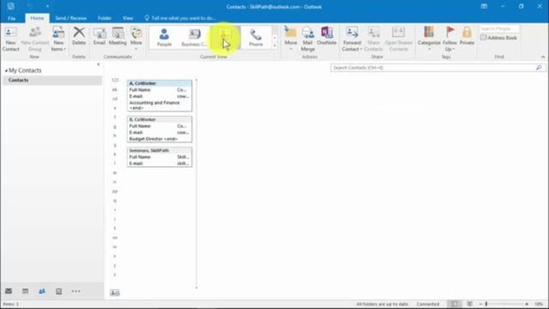 SkillPath® Outlook 2016 Essentials: Topic 8 -- Working With Contacts