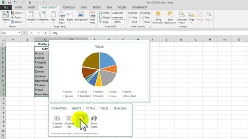 SkillPath® Excel 2013 Charts and Graphs: Topic 4 -- How to Create a Combination Pie Chart and Link it to PowerPoint