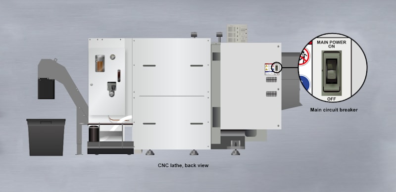 Power on the CNC Lathe