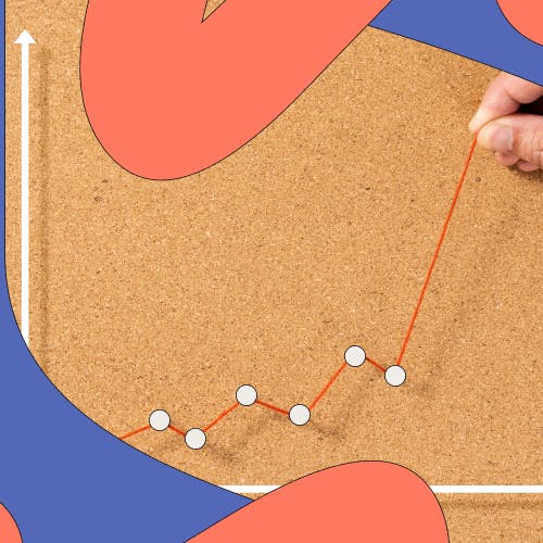 A graph of pins in a corkboard rising exponentially