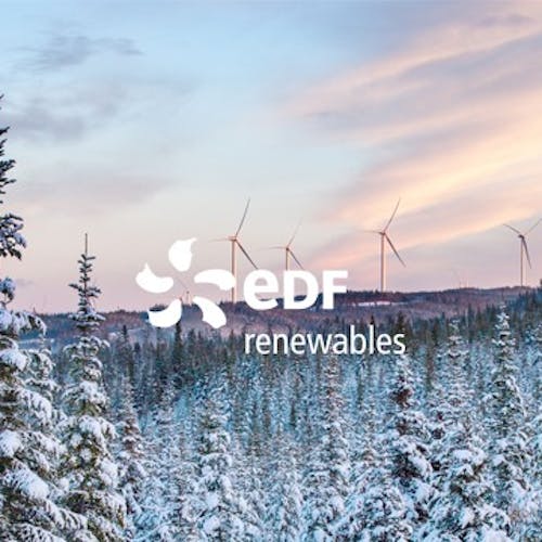 EDF logo on snowy landscape backdrop