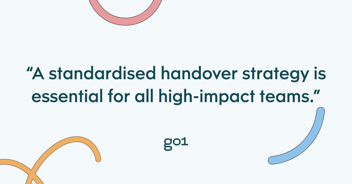 Pull quote with hte text: A standardised handover strategy is essential for all high-impact teams