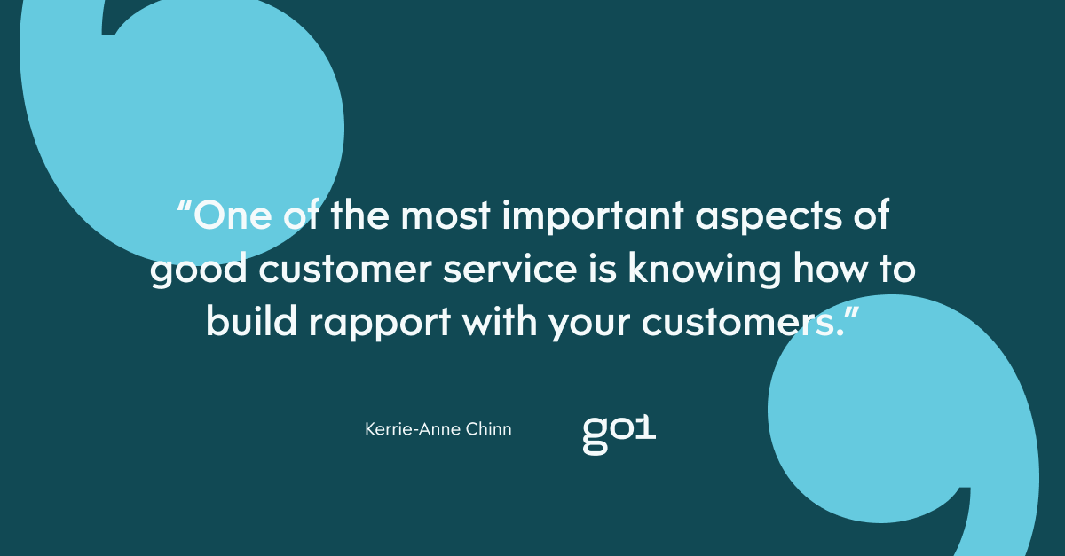 Pull quote with the text: one of the most important aspects of good customer service is knowing how to build rapport with your customers