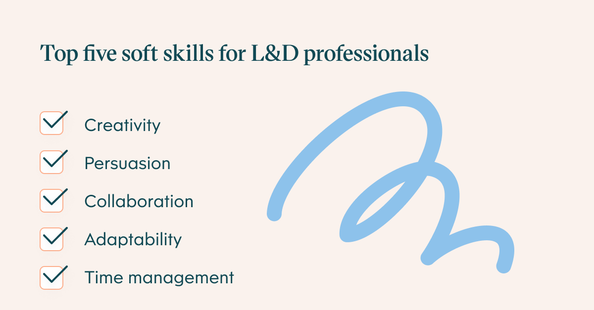 Pull quote of top five soft skills for L&D professionals