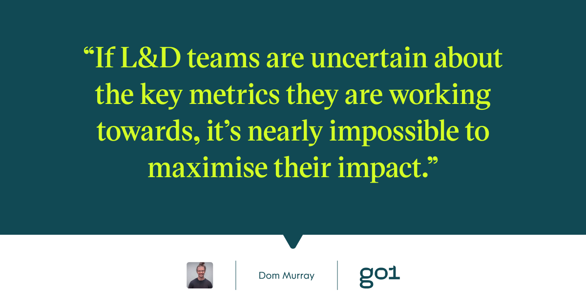 Pull quote with the text: If L&D teams are uncertain about the key metrics they are working towards, it's nearly impossible to maximise their impact