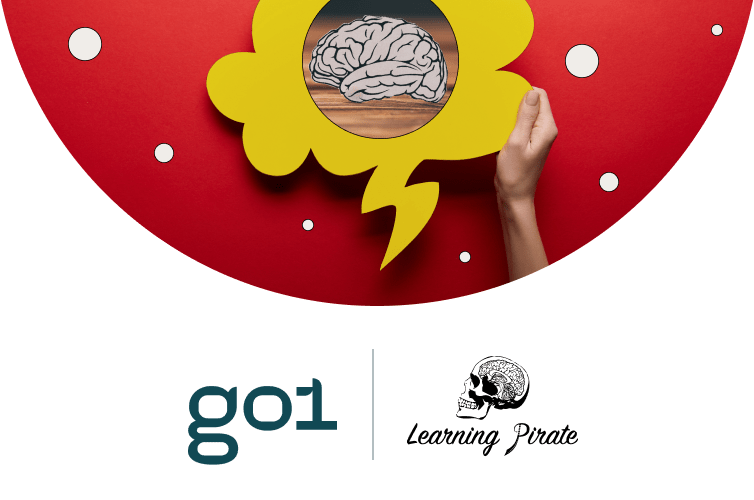 Go1 x Learning Pirate. Pictured: a brain inside a thought bubble.