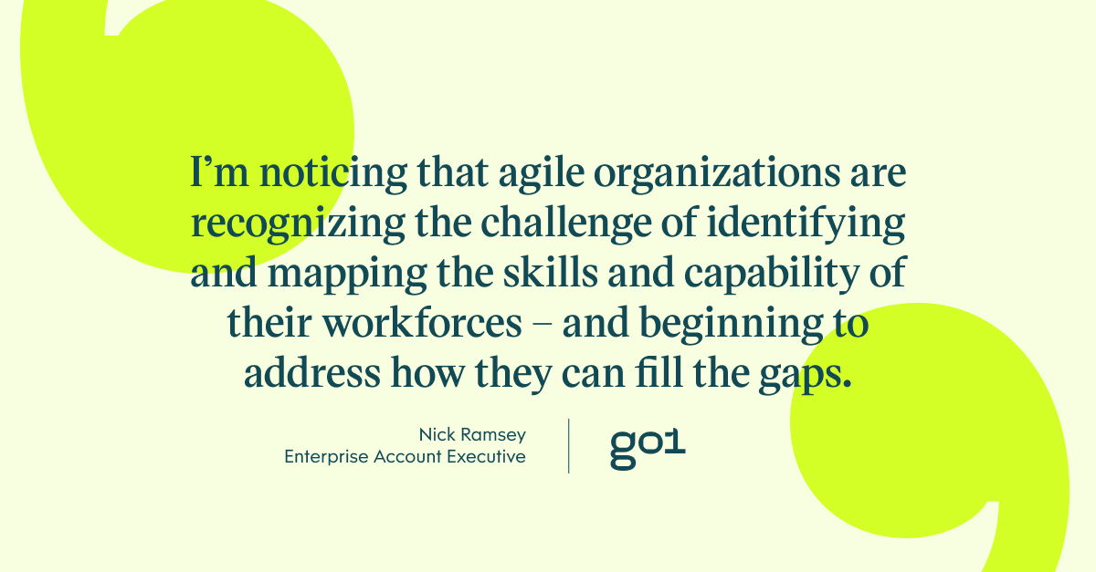 Pull quote: I’m noticing that agile organizations are recognizing the challenge of identifying and mapping the skills and capability of their workforces – and beginning to address how they can fill the gaps.