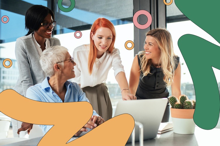 Group of people collaborating in an office